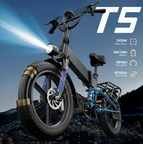 URLIFE T5 összecsukható elektromos kerékpár, nagy nyomatékú motorral 5/13