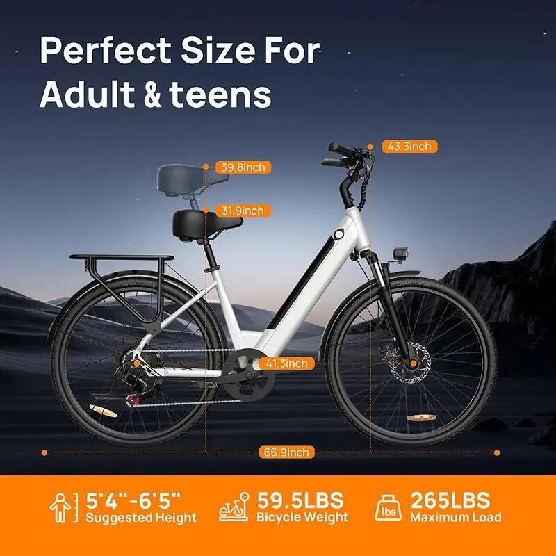 URLIFE E26-48V városi elektromos kerékpár, 750 W csúcsteljesítményű motorral 12/14