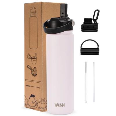 Rvs drinkfles met rietje - ultimate bottle 500 ml - blauw