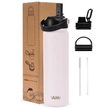 Drinkfles - Ultimate Bottle 650 ML - 3-wandig RVS met rietje - Lavender Grey