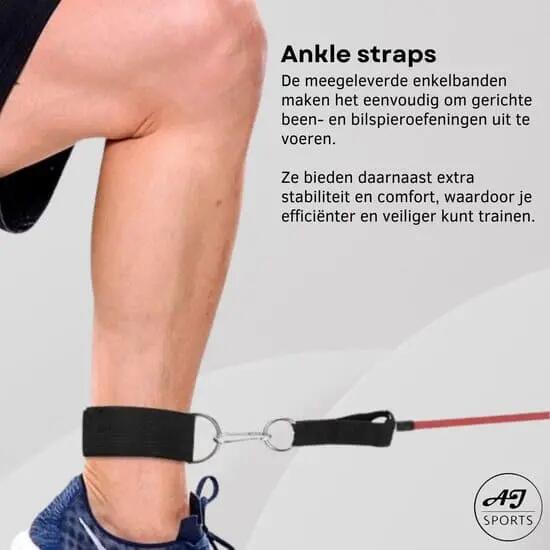 Weerstandsbanden met handvaten - Set van 5 - Resistance bands 6/7