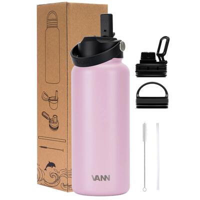 Rvs drinkfles met rietje - ultimate bottle 500 ml - blauw