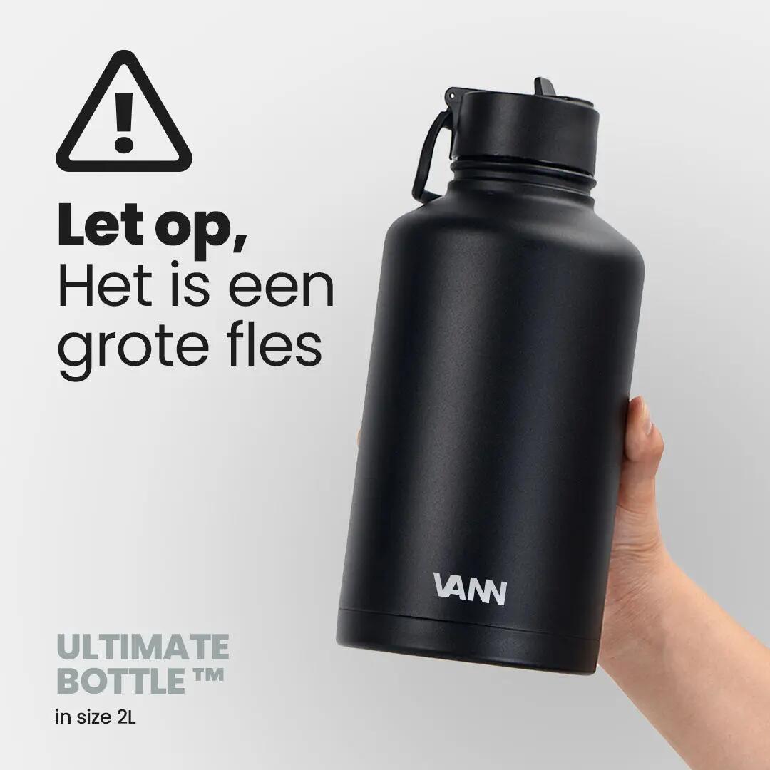 Drinkfles - Ultimate Bottle 2 L - 3-wandig RVS met rietje - Off-white 4/13