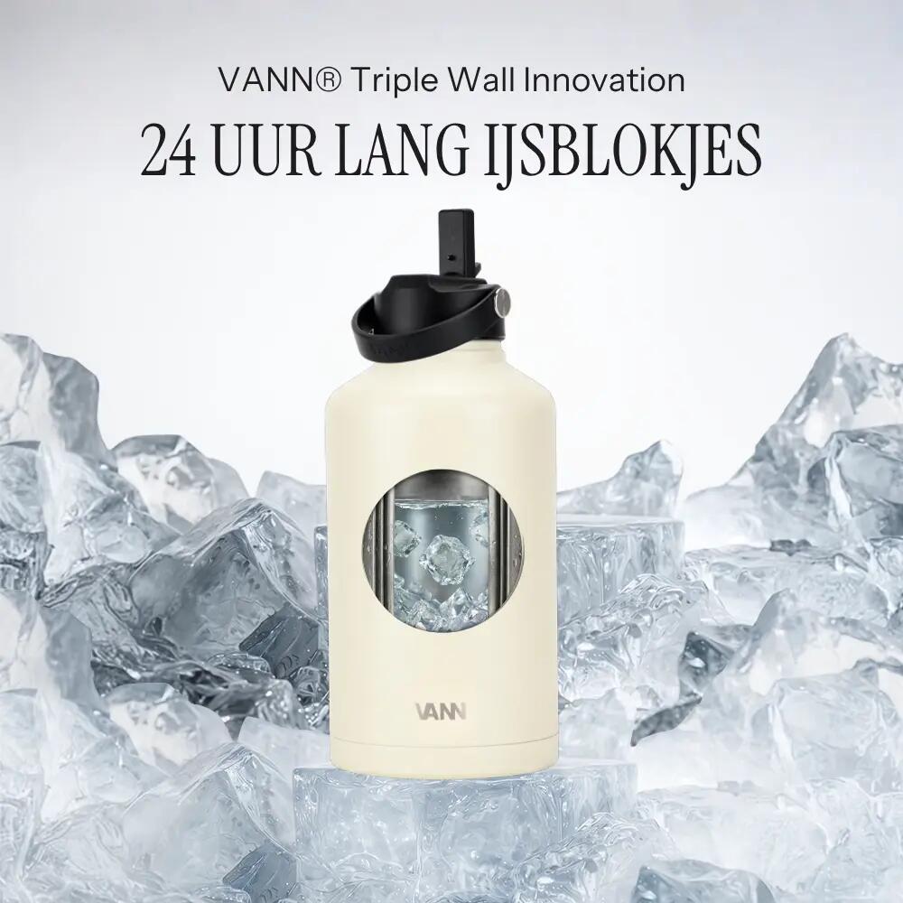 Drinkfles - Ultimate Bottle 2 L - 3-wandig RVS met rietje - Off-white 2/13