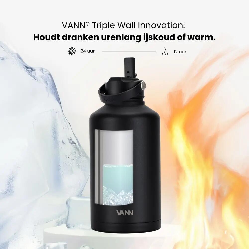 Drinkfles - Ultimate Bottle 2 L - 3-wandig RVS met rietje - Off-white 11/13