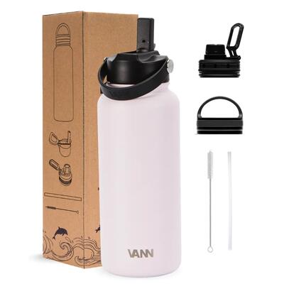 Rvs drinkfles met rietje - ultimate bottle 500 ml - blauw