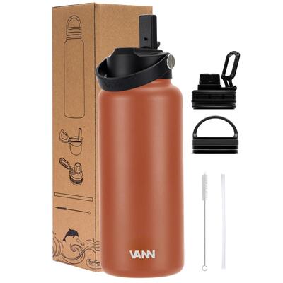Rvs drinkfles met rietje - ultimate bottle 500 ml - blauw