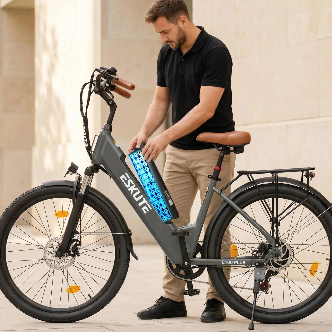 C100 PLUS elektrische fiets voor volwassenen, 26×2.1" band, 36V13Ah accu. 3/7