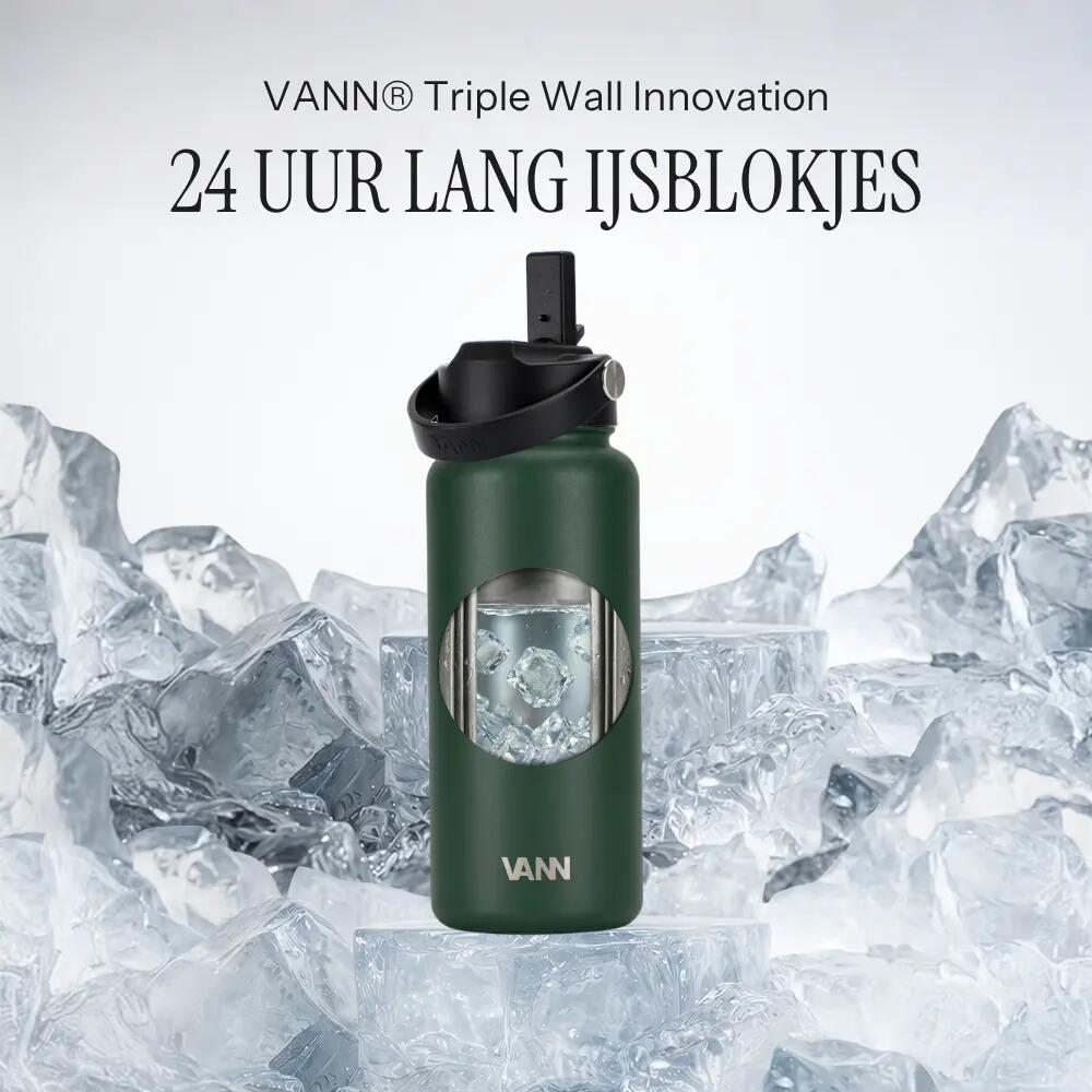 Drinkfles - Ultimate Bottle 1 L - 3-wandig RVS met rietje - Dark Forest 2/12