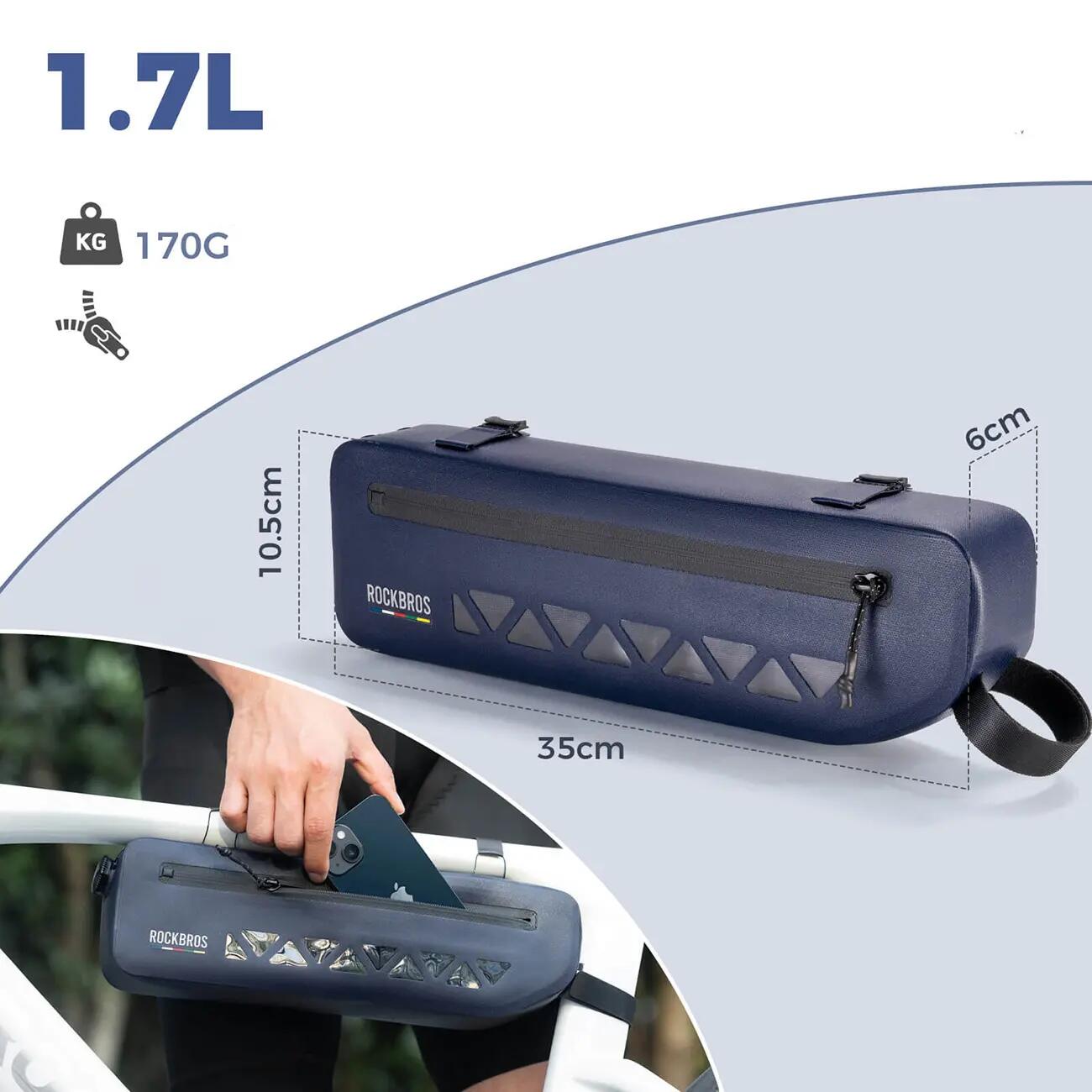 Torba rowerowa pod ramę wodoodporna 1,7l 5/7