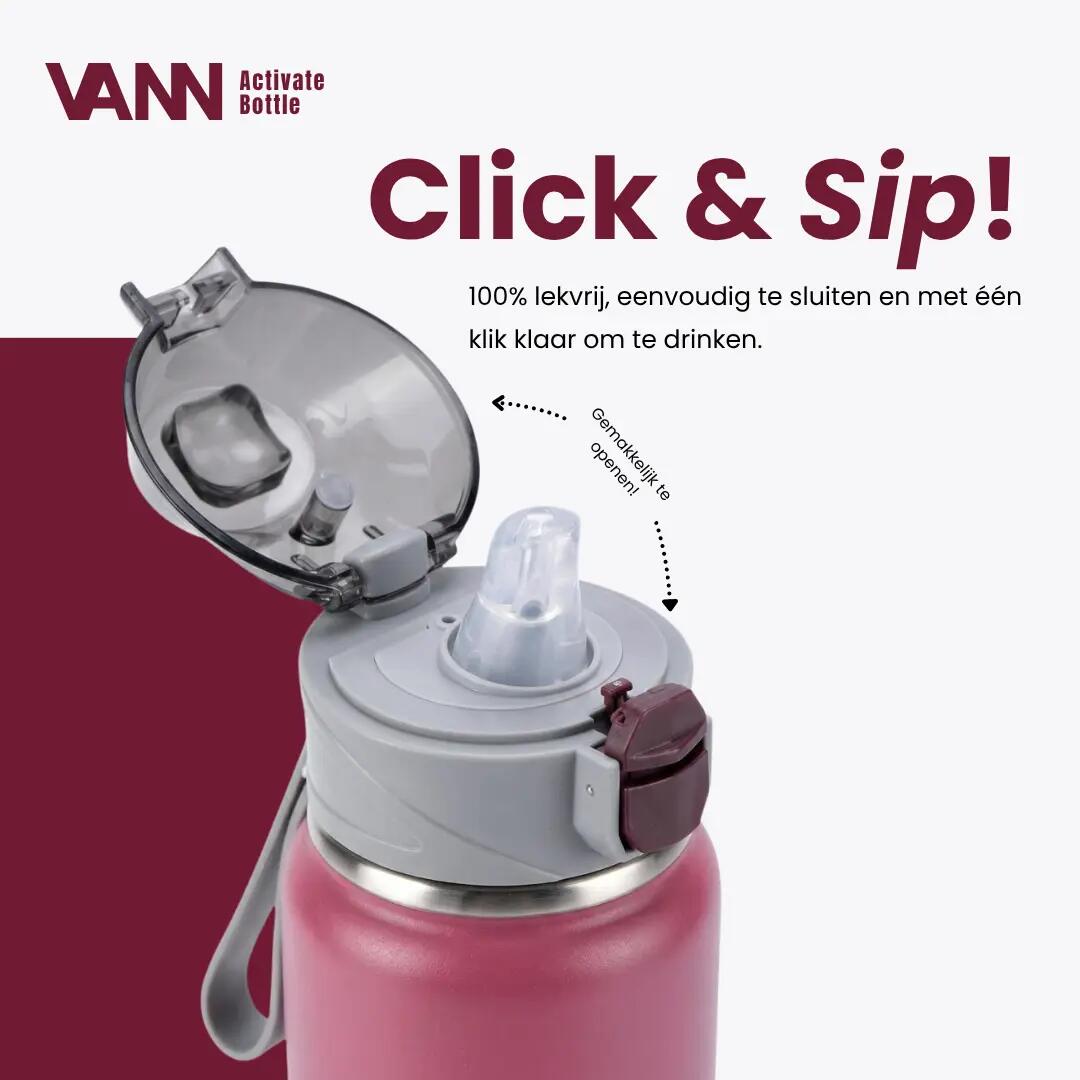 RVS drinkfles met rietje - Activate Bottle 750 ml - wild orchid 3/11