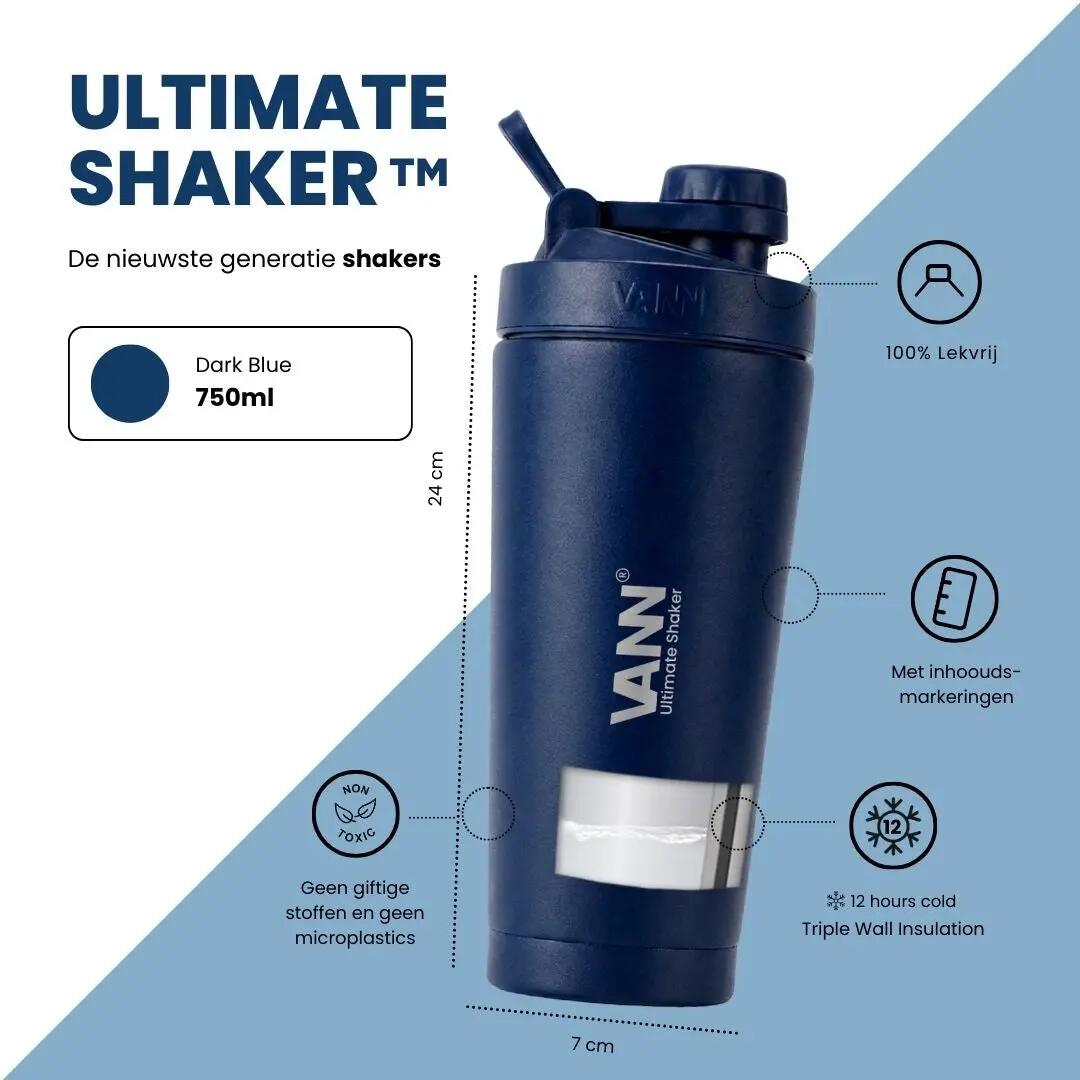 Shaker - sport - isotherme, anti-grumeaux, 750 ml - bleu foncé 2/11