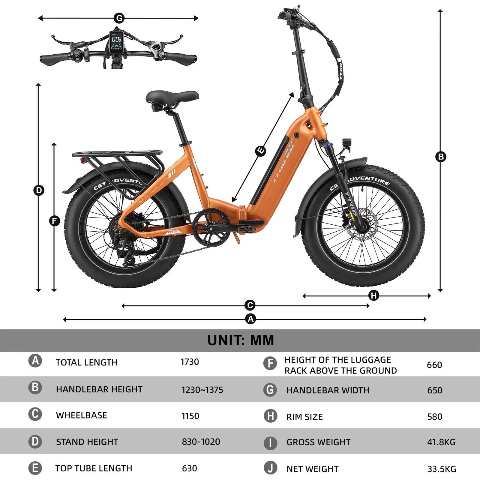 Elektrische fiets voor volwassenen TTGO F6 Boost batterij 48V18Ah motor 250W 15/15