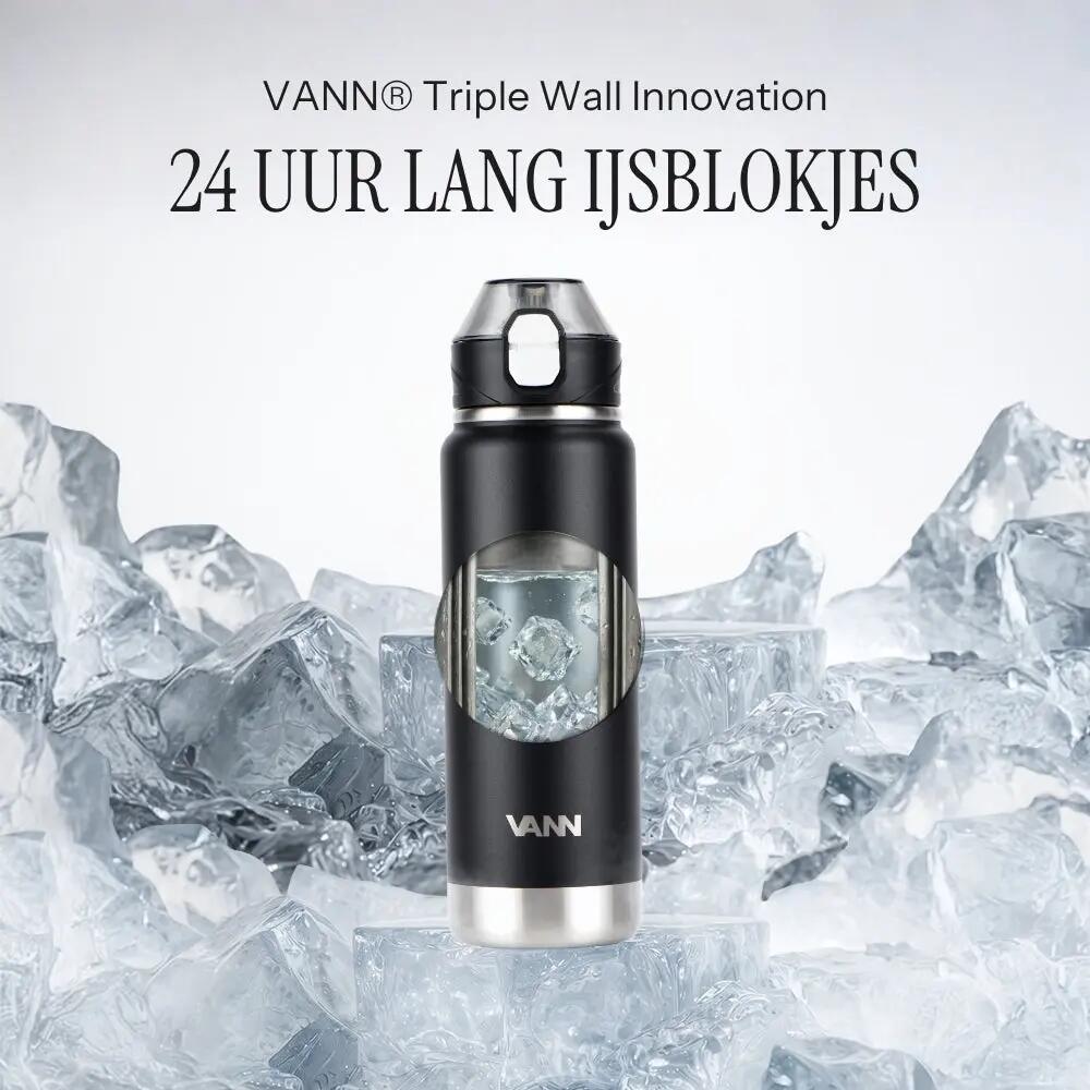 drinkfles - hydratatie - uniseks - isotherm triple wand, klik-rietjesdop - zwart 3/11