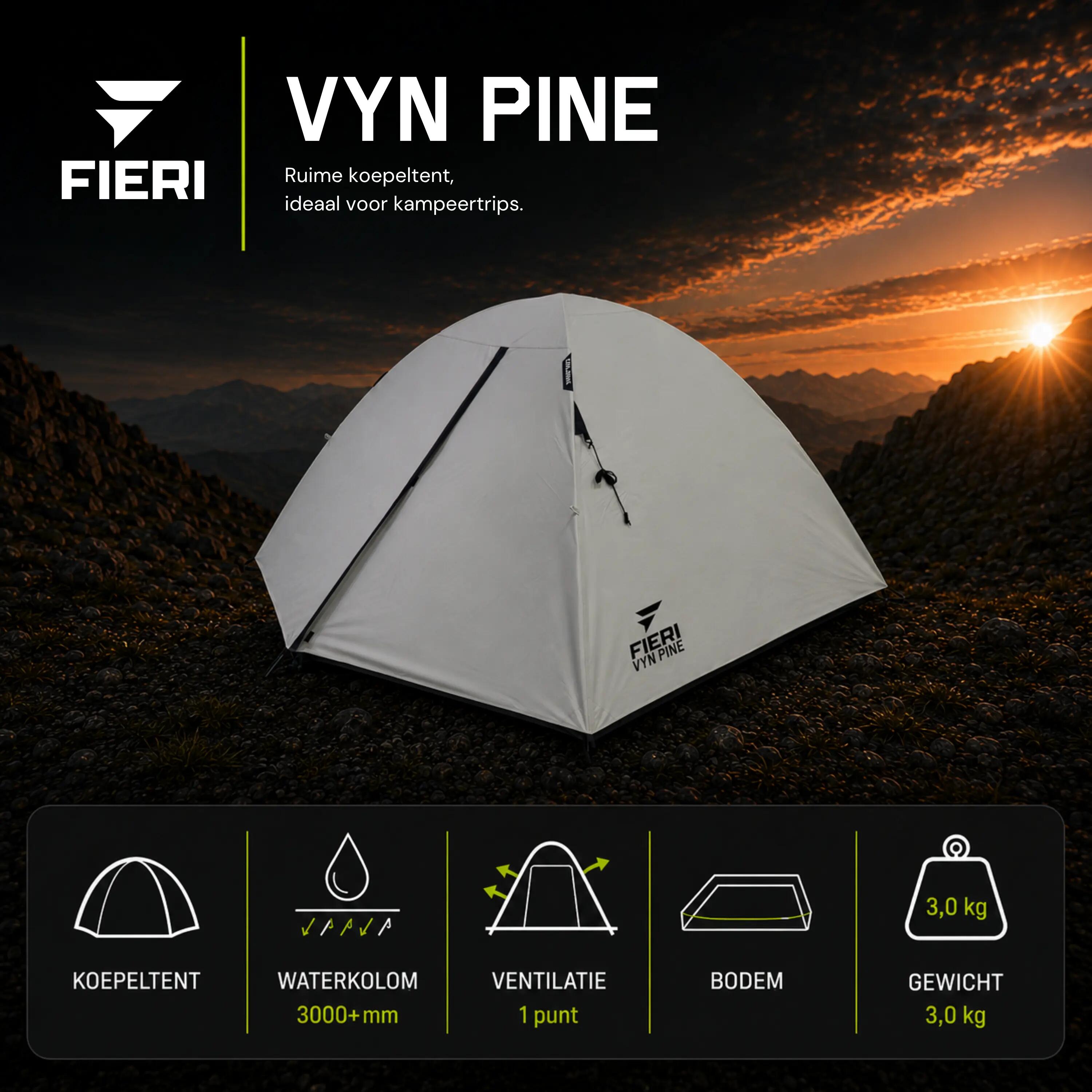 VYN Pine Cooldome Tente Dôme - Tente 2 Personnes - Spacieuse & Imperméable 3/6
