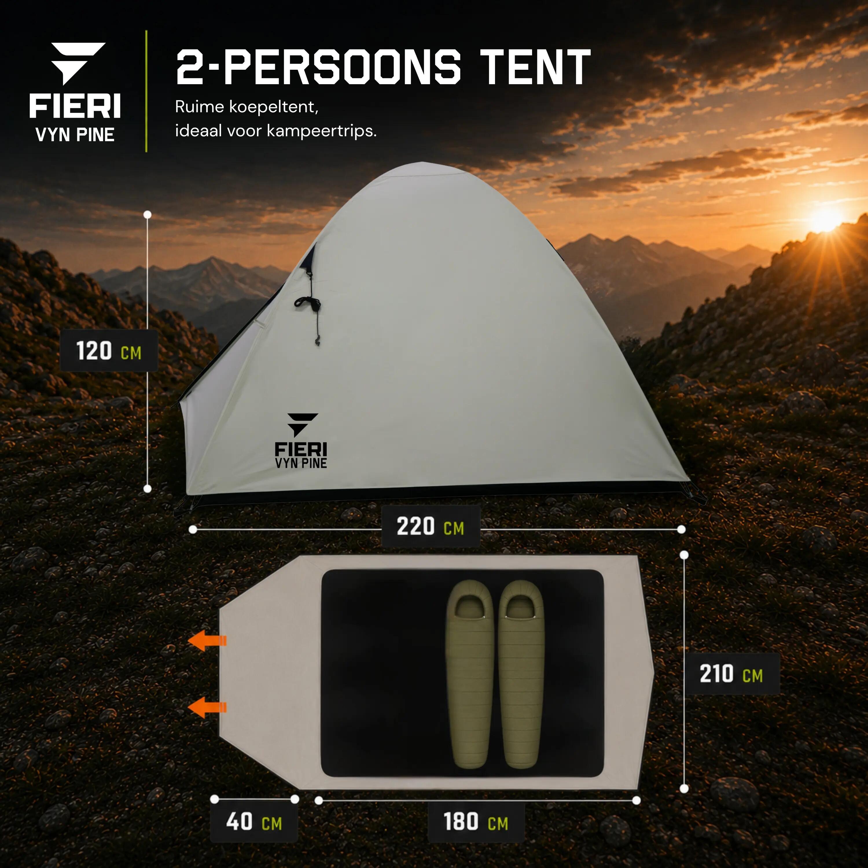 VYN Pine Cooldome Tente Dôme - Tente 2 Personnes - Spacieuse & Imperméable 2/6