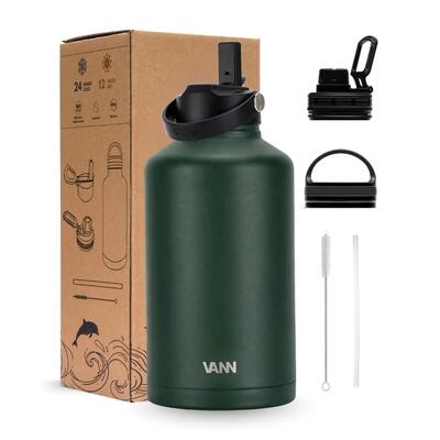Rvs drinkfles met rietje - ultimate bottle 500 ml - blauw