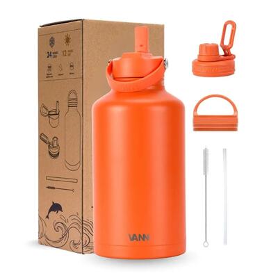Rvs drinkfles met rietje - ultimate bottle 500 ml - blauw