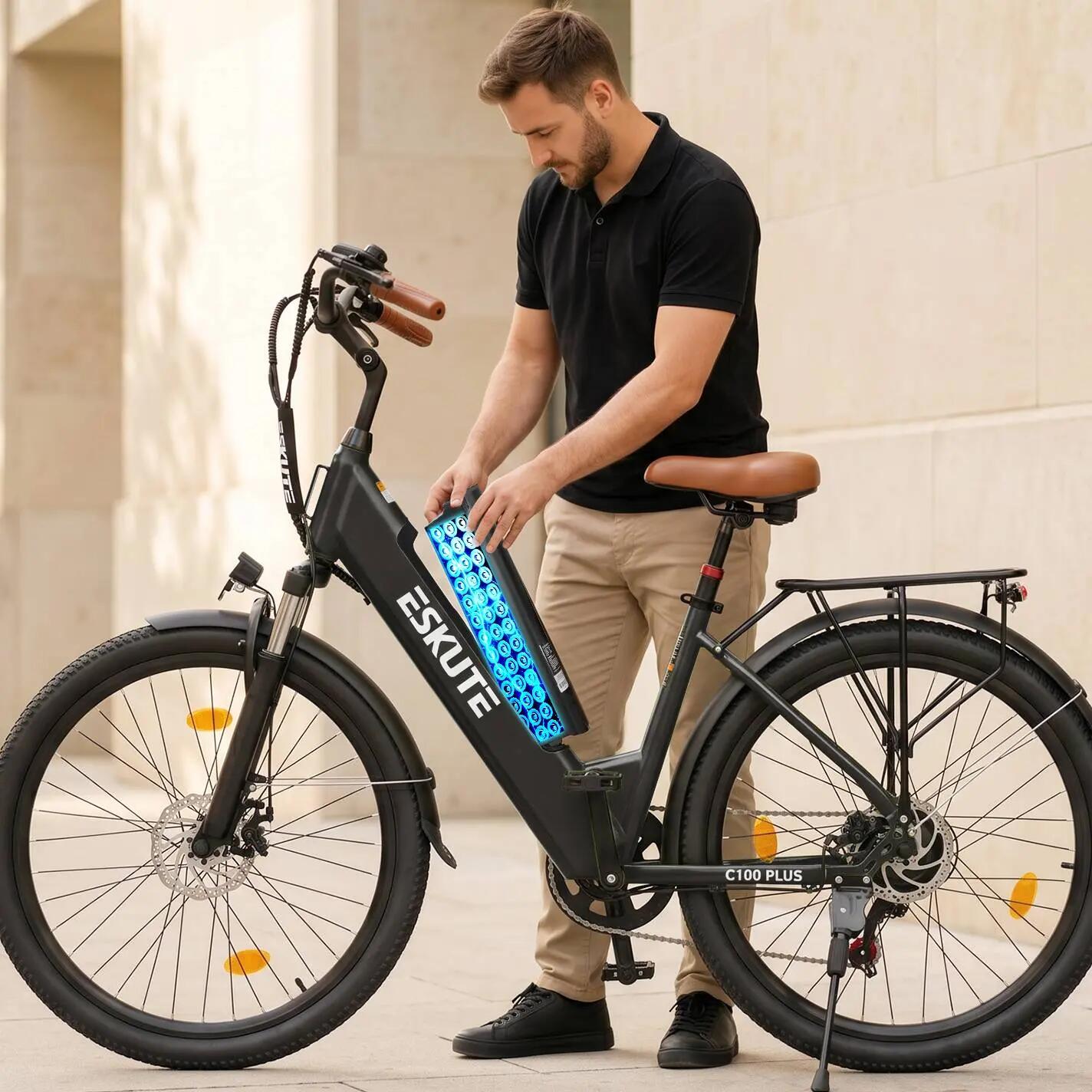 C100 PLUS elektrische fiets voor volwassenen, 26×2.1" band, 36V13Ah accu. 5/9