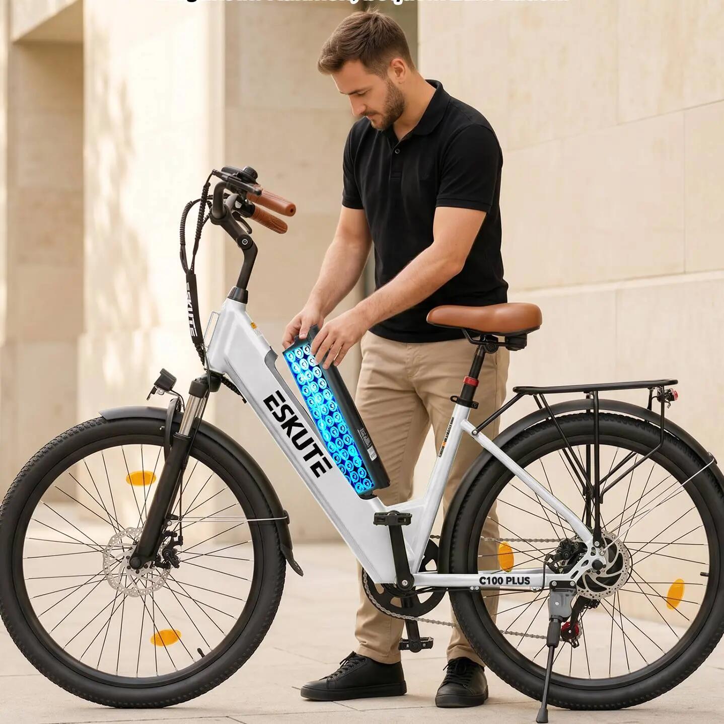 C100 PLUS elektrische fiets voor volwassenen, 26×2.1" band, 36V13Ah accu. 5/9