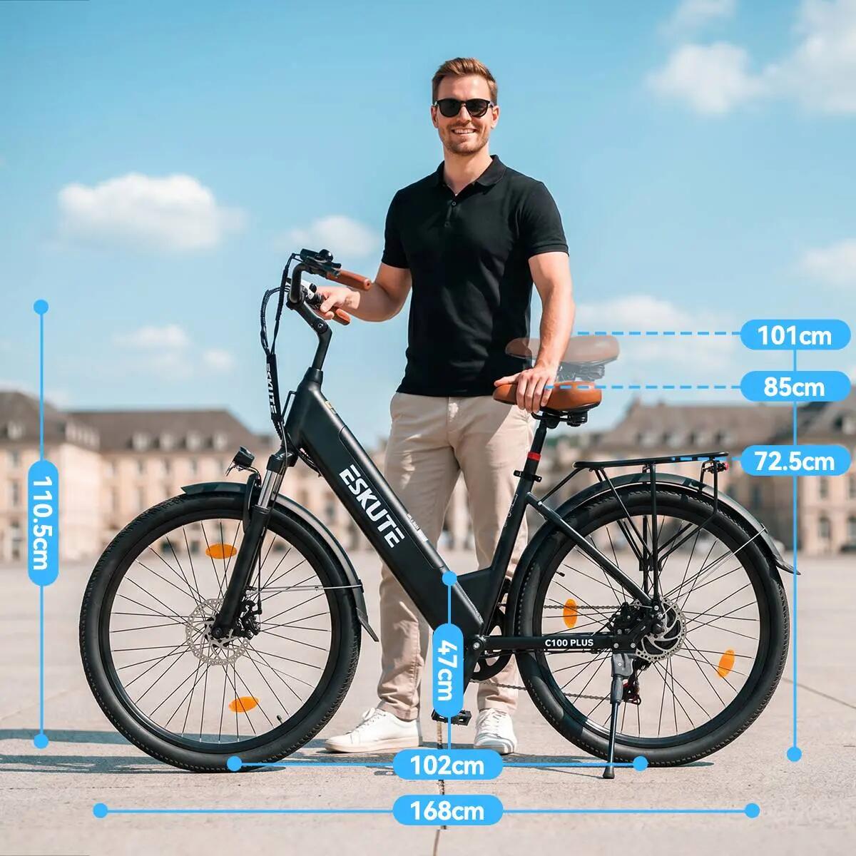 C100 PLUS elektrische fiets voor volwassenen, 26×2.1" band, 36V13Ah accu. 3/9