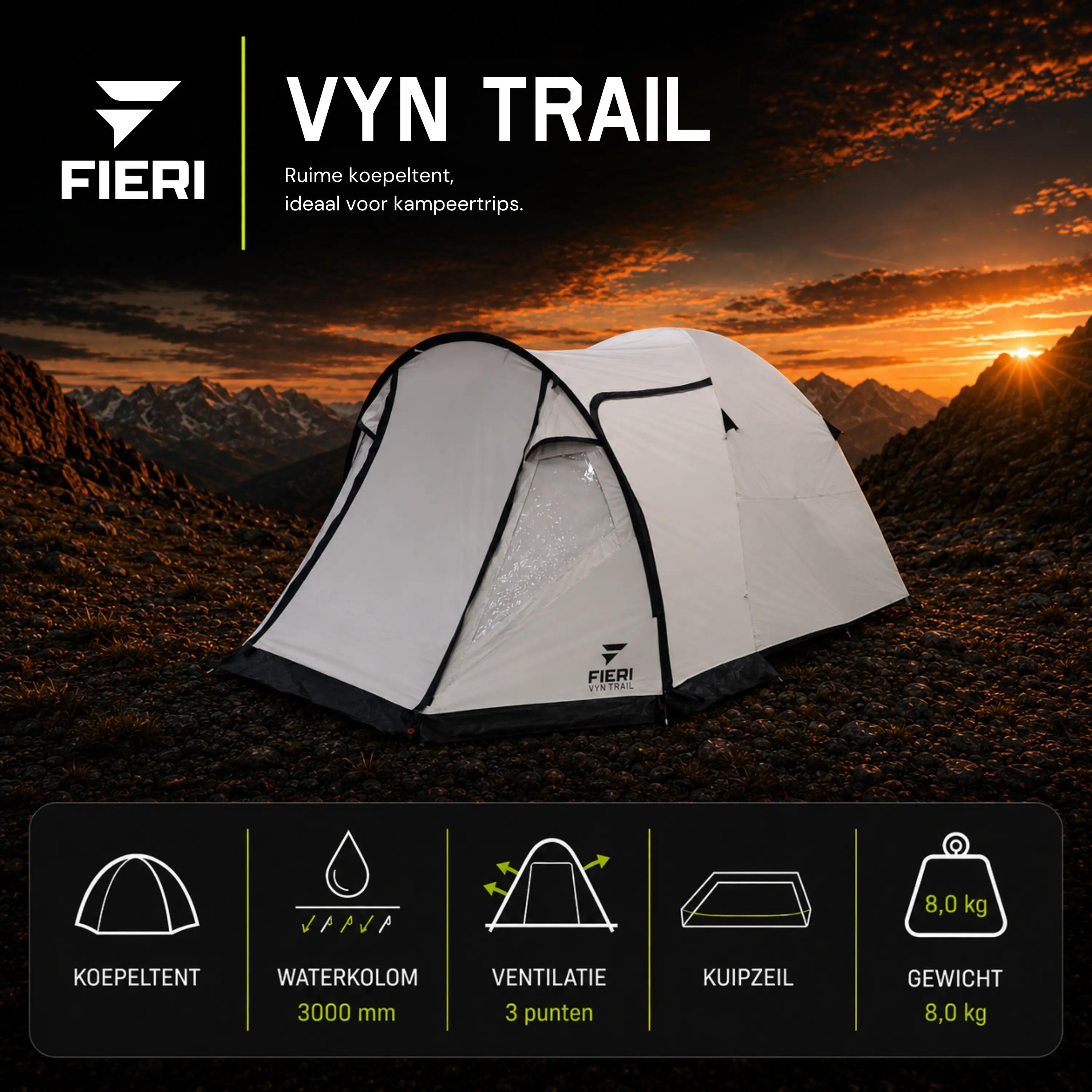 Tente - VYN Trail - Tente dôme - 4 personnes - Spacieuse & imperméable 2/5