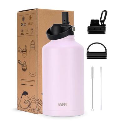 Rvs drinkfles met rietje - ultimate bottle 500 ml - blauw