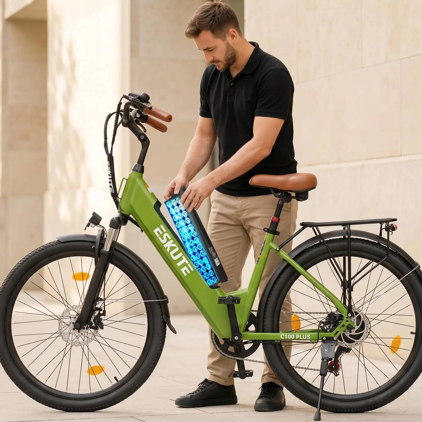 C100 PLUS elektrische fiets voor volwassenen, 26×2.1" band, 36V13Ah accu. 5/9