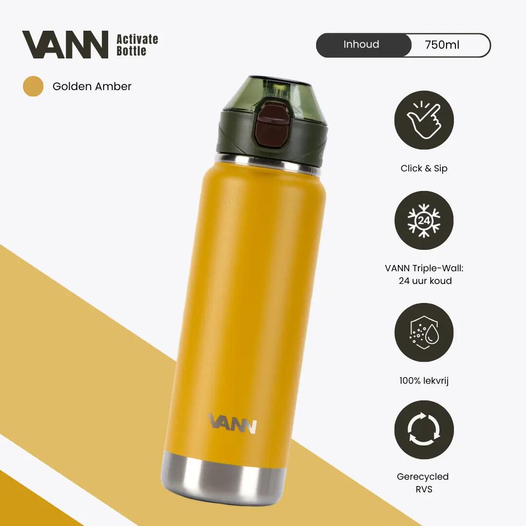 RVS drinkfles met rietje - Activate Bottle 750 ml - golden amber 2/11