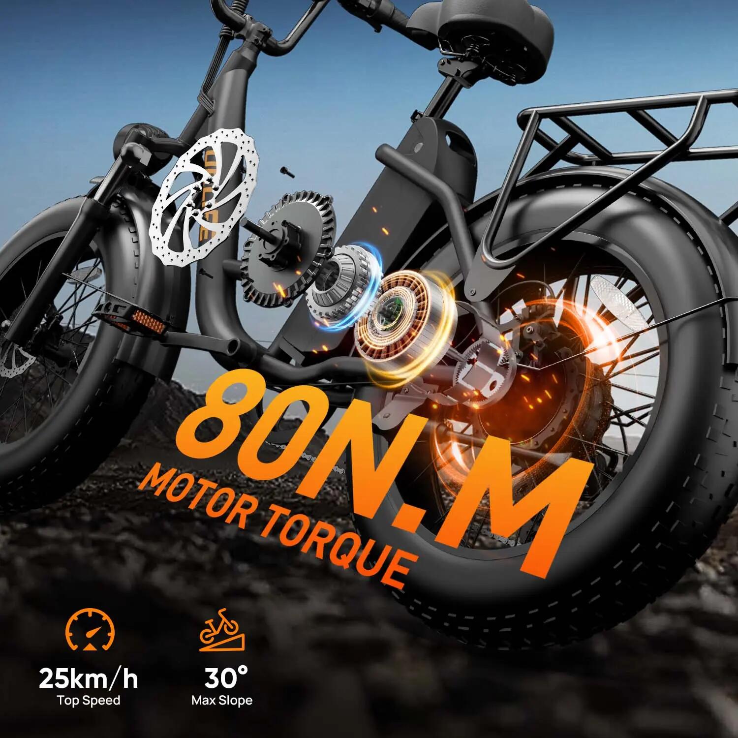 Bici Elettrica - Città - E20Pro - Ruote 20" Fat, Batteria 48V 15.6Ah - Nero 3/7