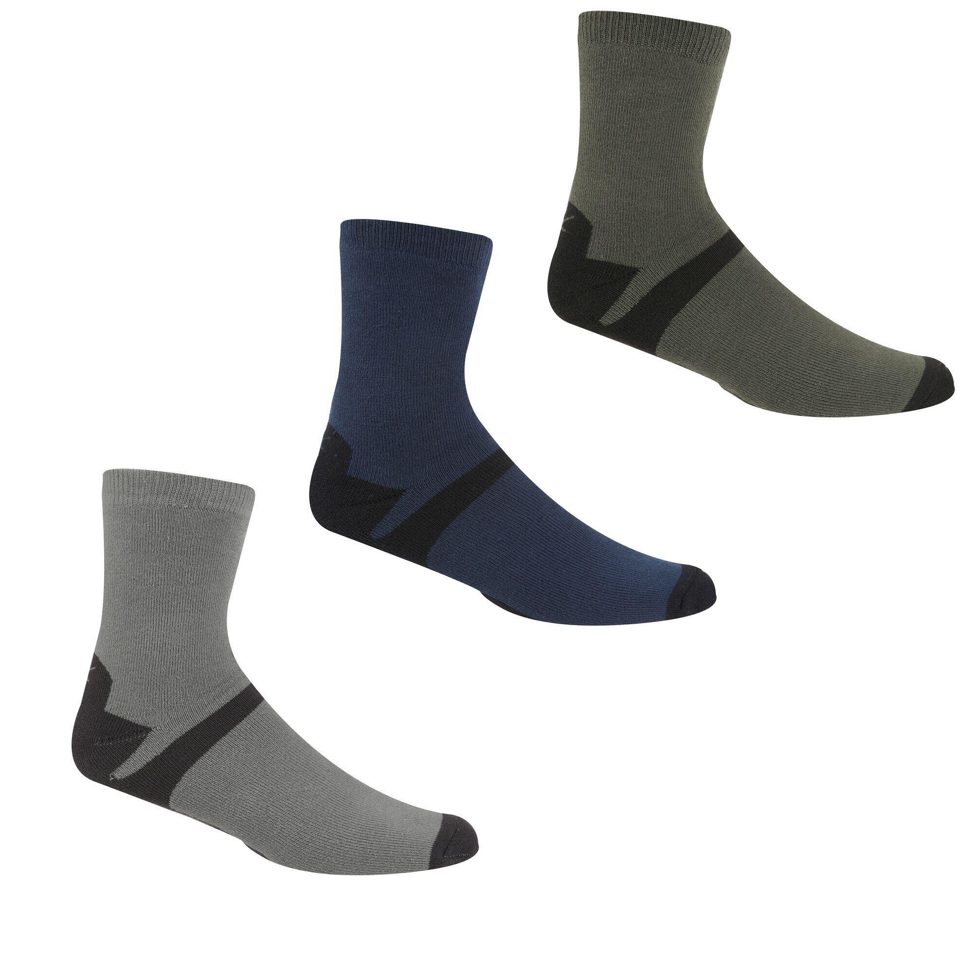 REGATTA Mens Lifestyle Ankle Socks (Pack of 3) (Dark Steel/Dark Denim)