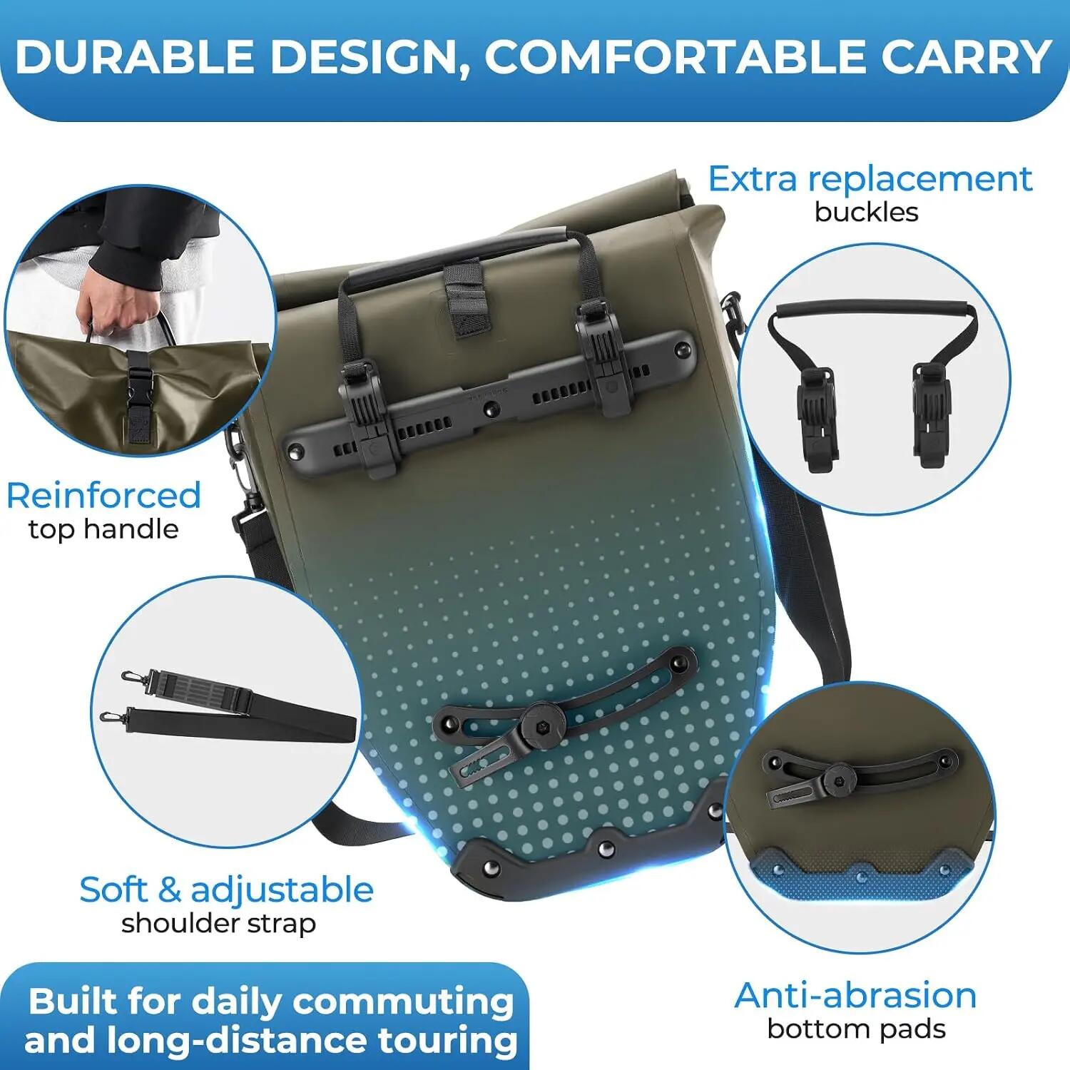 Gepäckträgertasche 20L wasserdicht 3in1 Rolltop mit Schultergurt 7/8