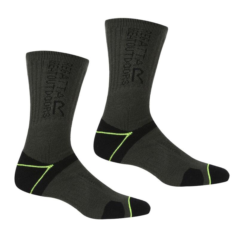 Calzini Uomo Misura Confezione 2 Regatta Blister Protection II Nero Lime