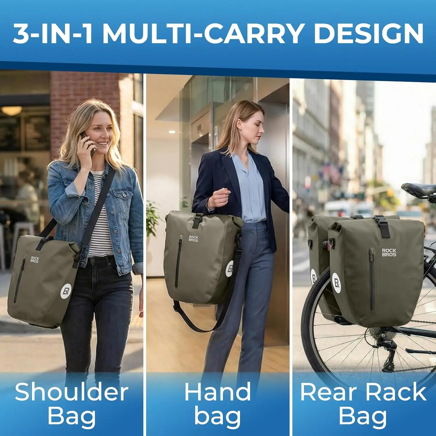 Gepäckträgertasche 20L wasserdicht 3in1 Rolltop mit Schultergurt 3/8
