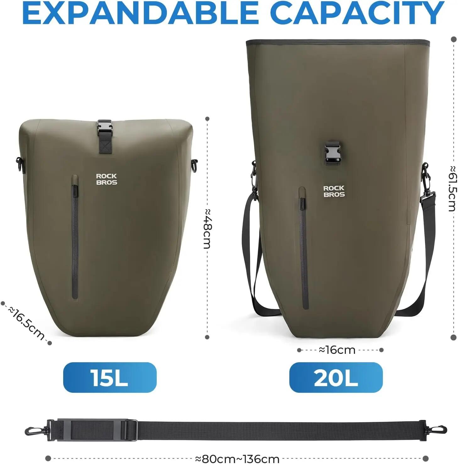 Gepäckträgertasche 20L wasserdicht 3in1 Rolltop mit Schultergurt 2/8