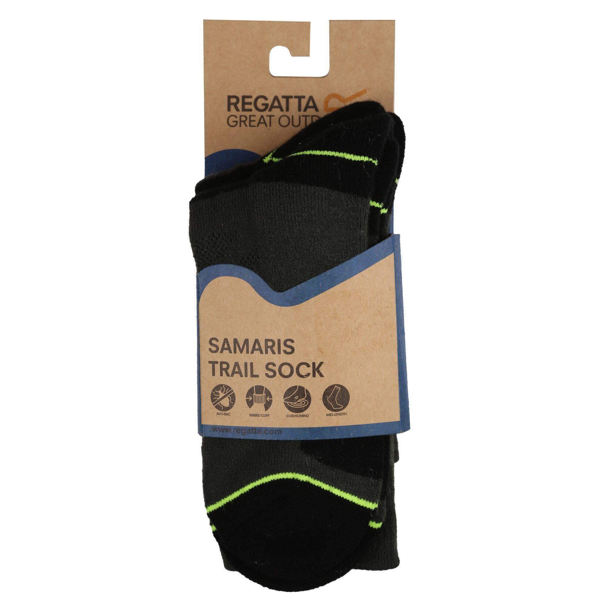 Mens Blister Protection II Socks (Pack of 2) (Black/Electric Lime) 2/4