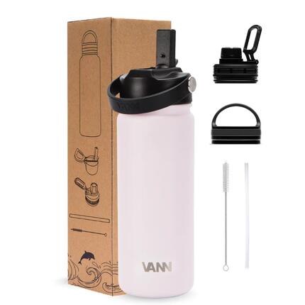 Drinkfles - Ultimate Bottle 650 ML - 3-wandig RVS met rietje - Lavender Grey