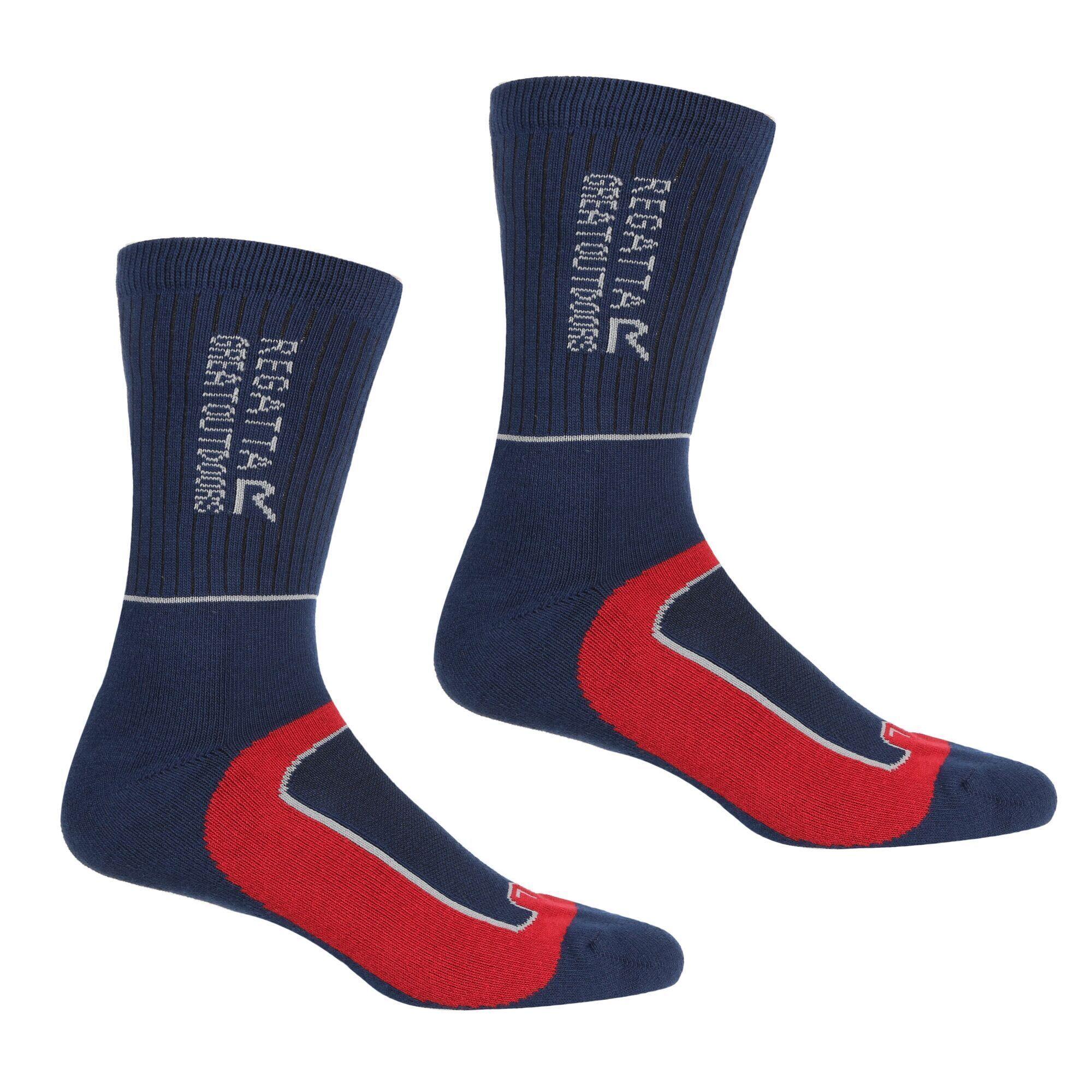 REGATTA Mens Samaris 2 Season Socks (Pack of 2) (Navy/Dark Red)