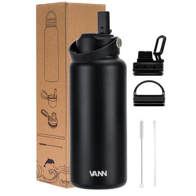 Rvs drinkfles met rietje - ultimate bottle 500 ml - blauw
