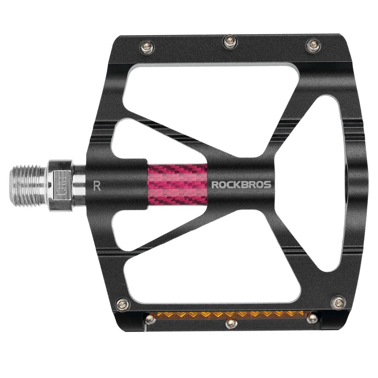 Pedały rowerowe rockbros k307pt aluminiowe odblaskowe platformowe - czarne 2/6
