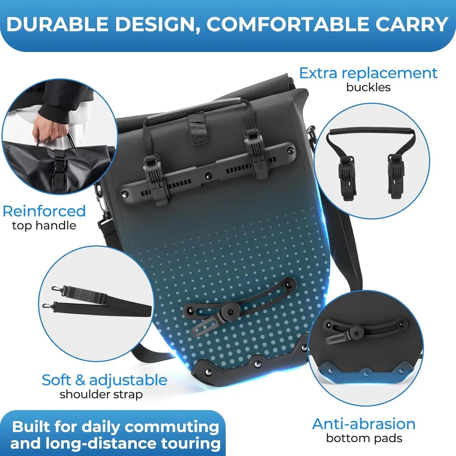 Gepäckträgertasche 20L wasserdicht 3in1 Rolltop mit Schultergurt 7/8