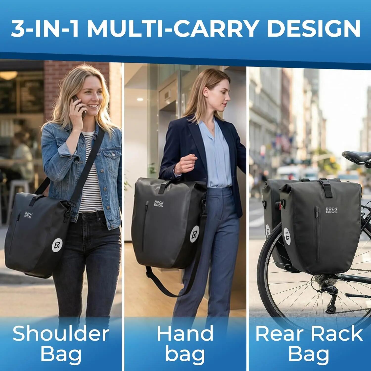 Gepäckträgertasche 20L wasserdicht 3in1 Rolltop mit Schultergurt 3/8