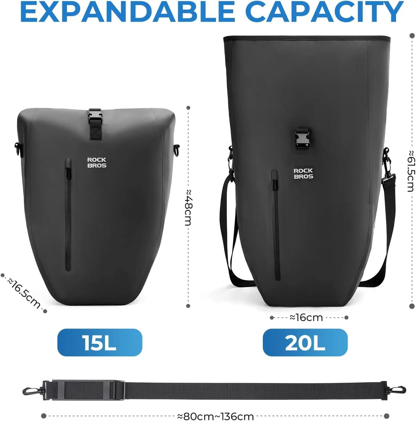 Gepäckträgertasche 20L wasserdicht 3in1 Rolltop mit Schultergurt 2/8