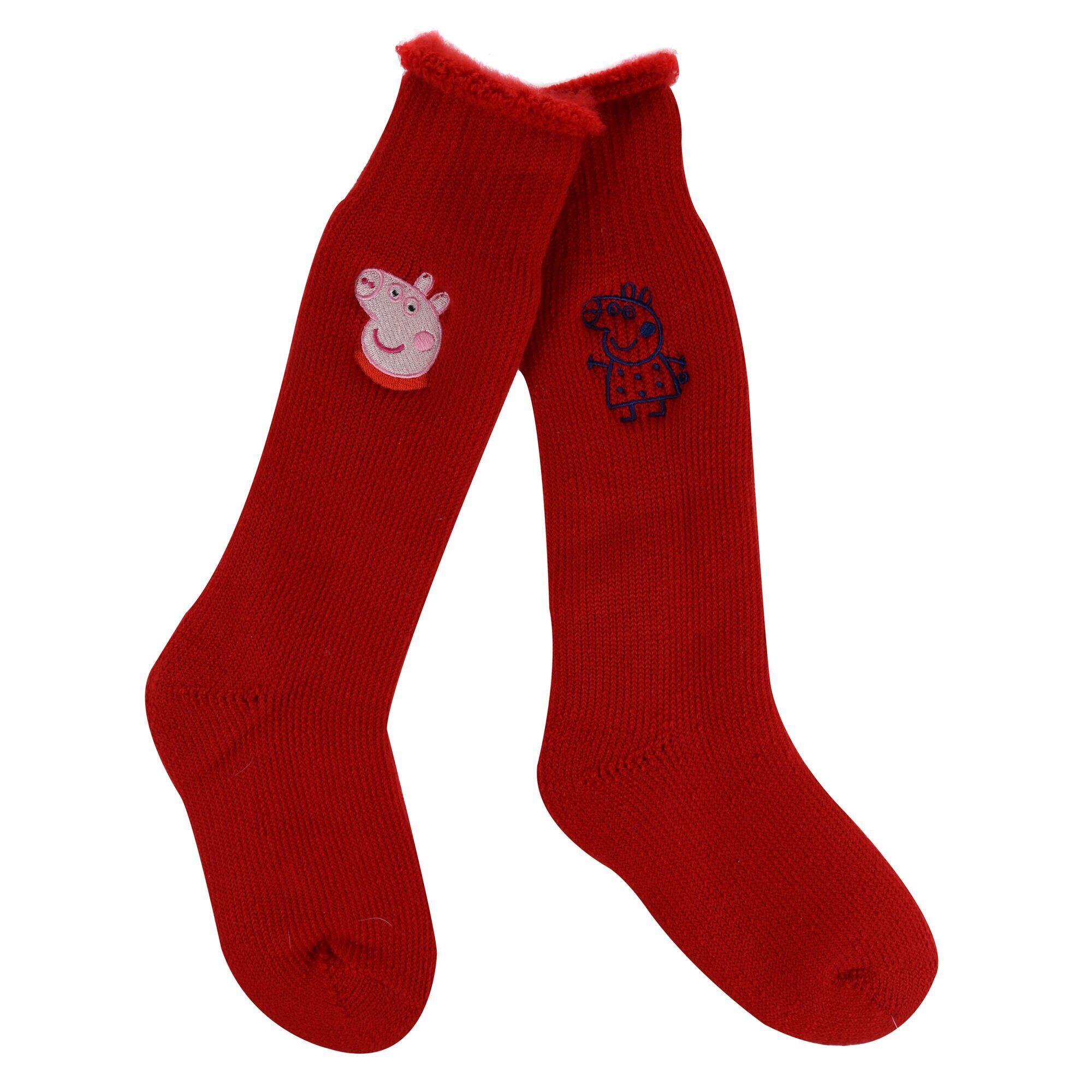 Childrens/Kids Peppa Pig Boot Socks (Pack of 2) (Red) 1/3