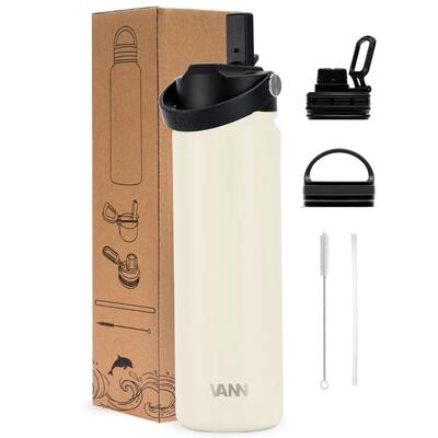 Rvs drinkfles met rietje - ultimate bottle 500 ml - blauw