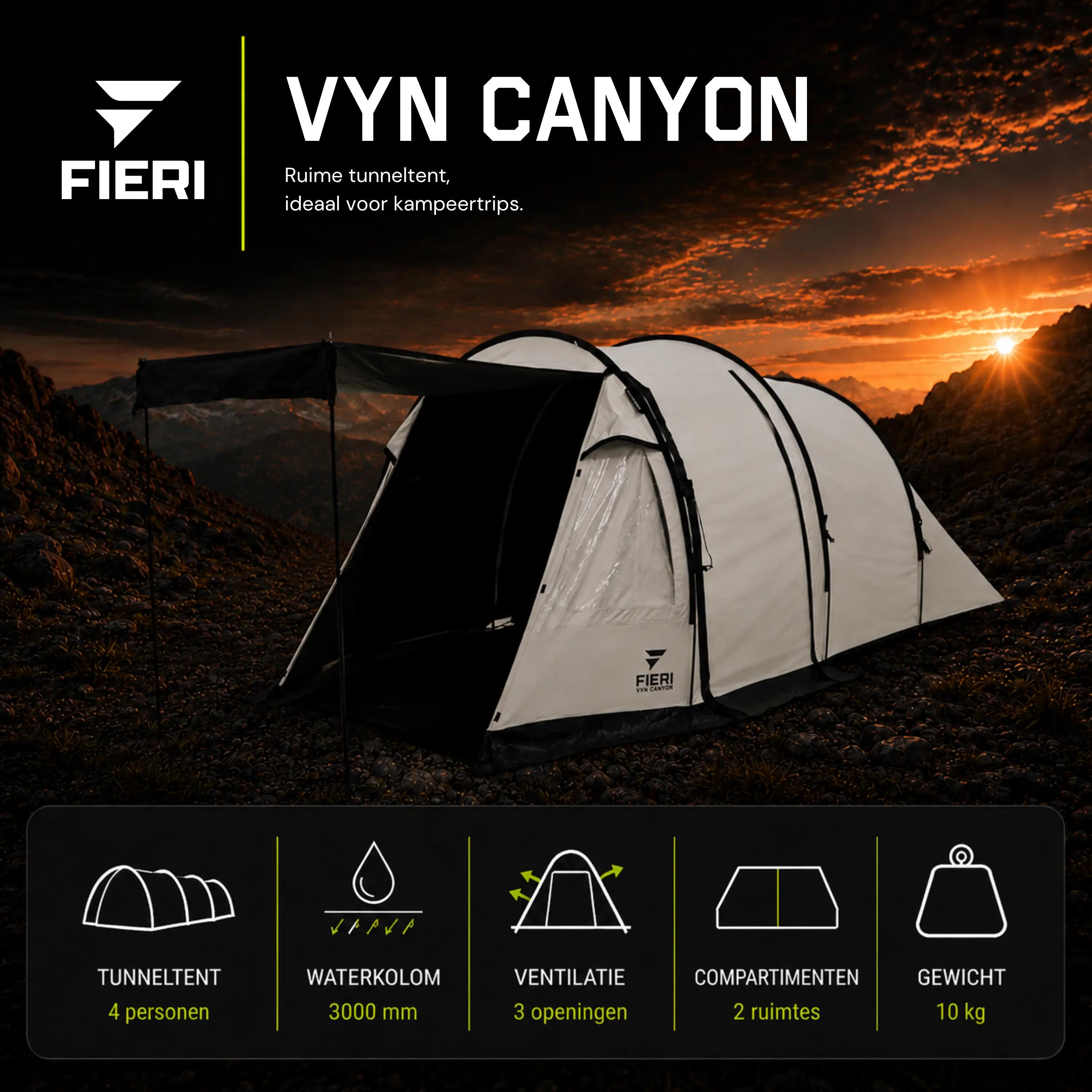 VYN Canyon Cooldome Tente Tunnel - Tente 4 Personnes - Spacieuse & Imperméable 2/5