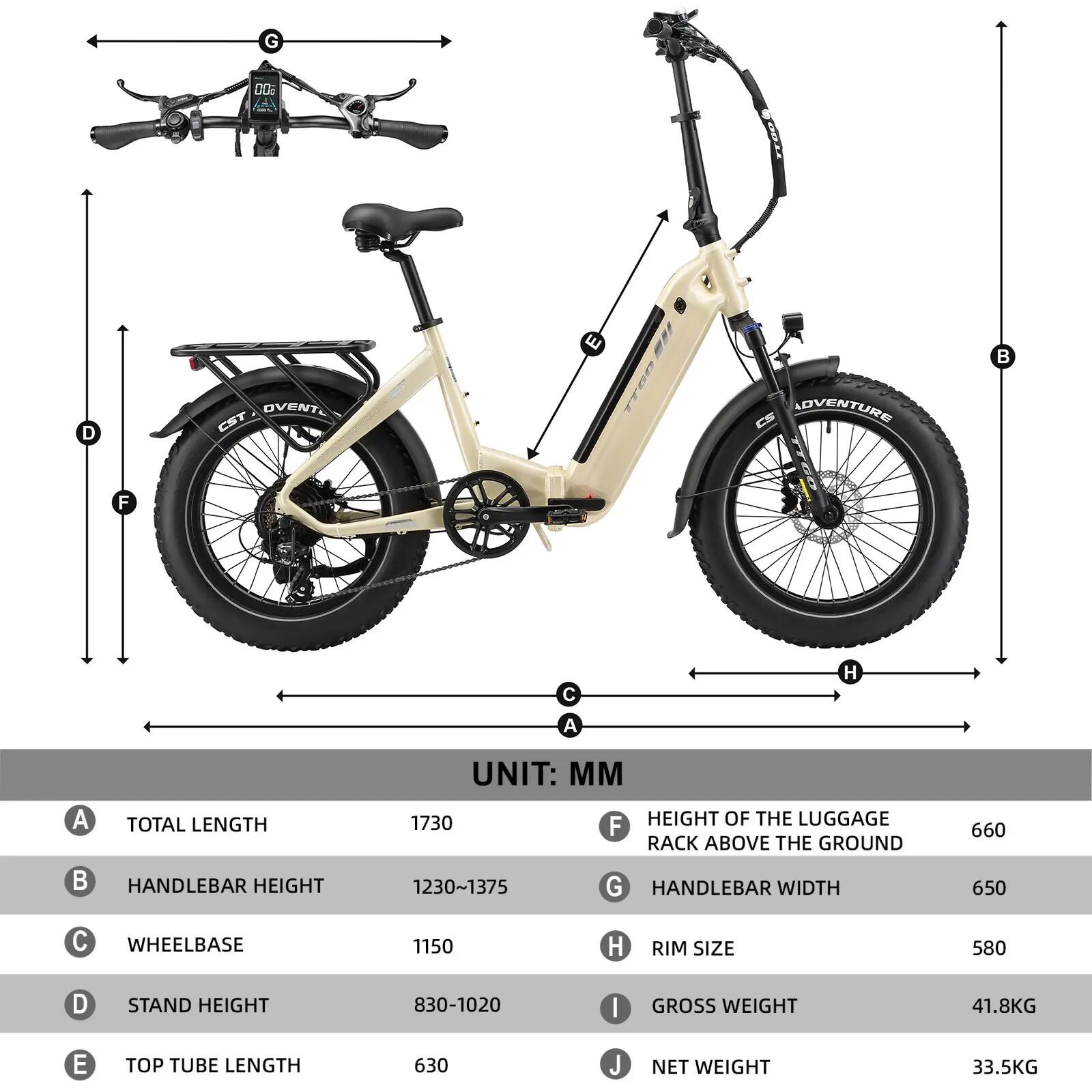 Elektrische fiets voor volwassenen TTGO F6 Boost batterij 48V18Ah motor 250W 15/15