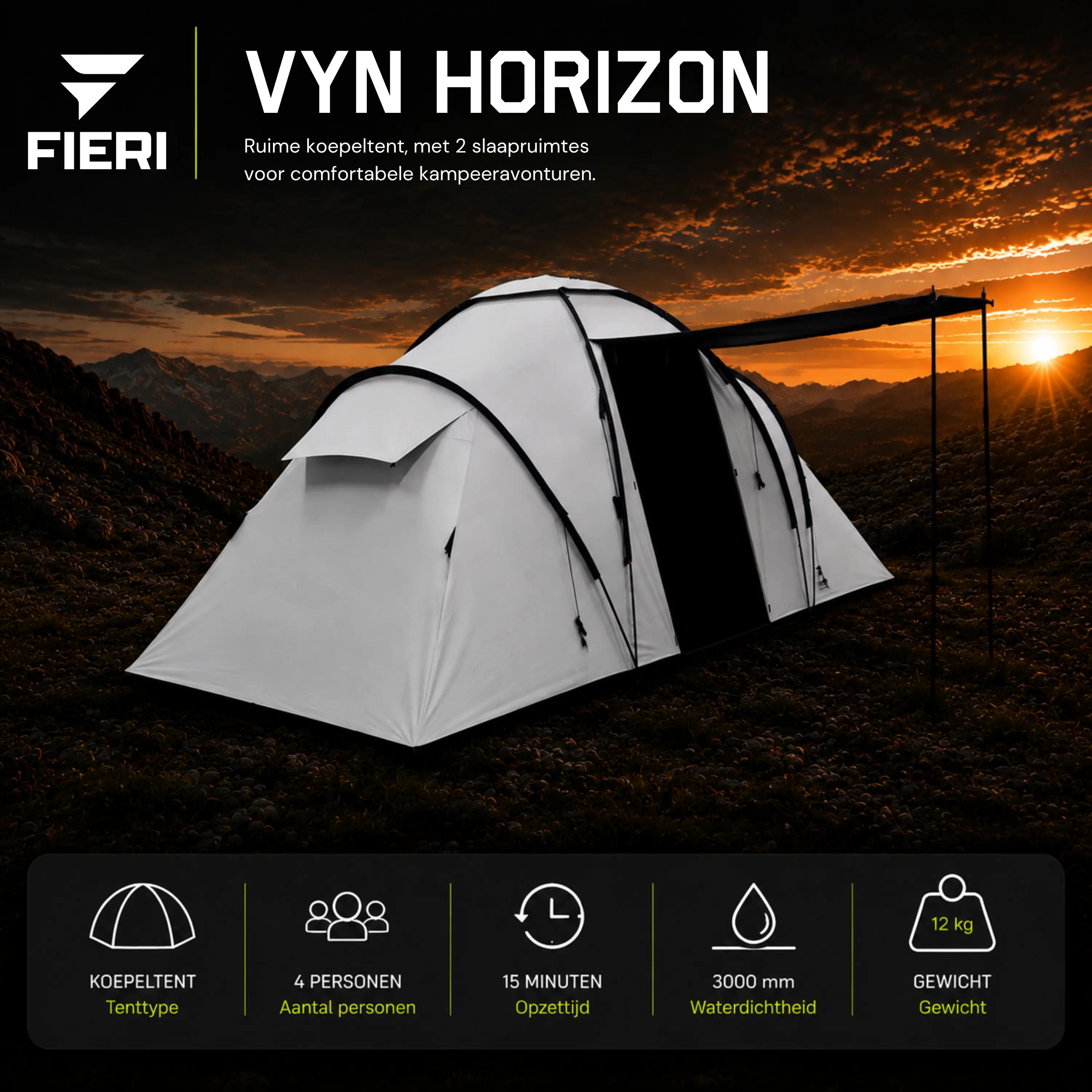 VYN Horizon Cooldome Tente Dôme - Tente 4 Personnes - Spacieuse & Imperméable 2/5
