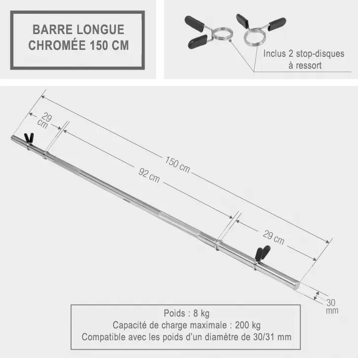 Langhantelstange Chrom 150 cm 3/7