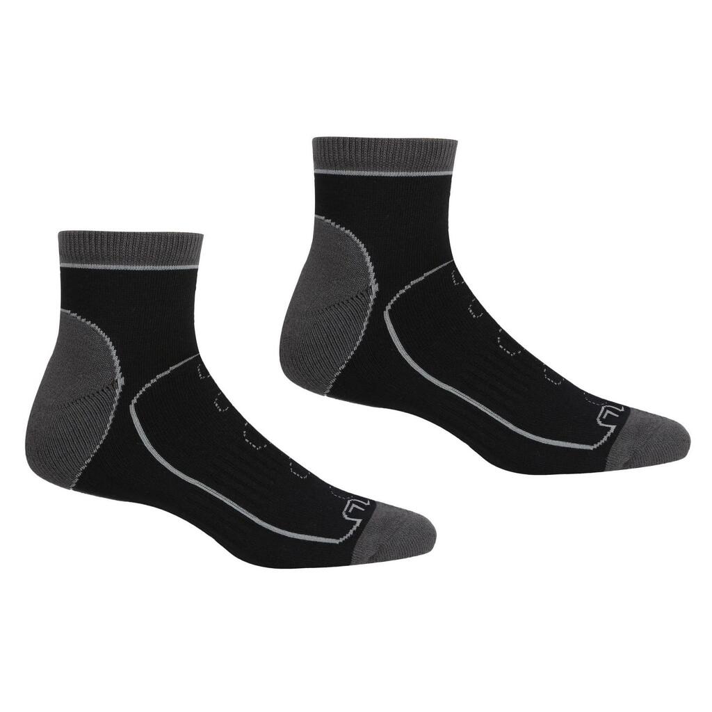 Mens Samaris Trail Ankle Socks (Pack of 2) (Black/Dark Steel)